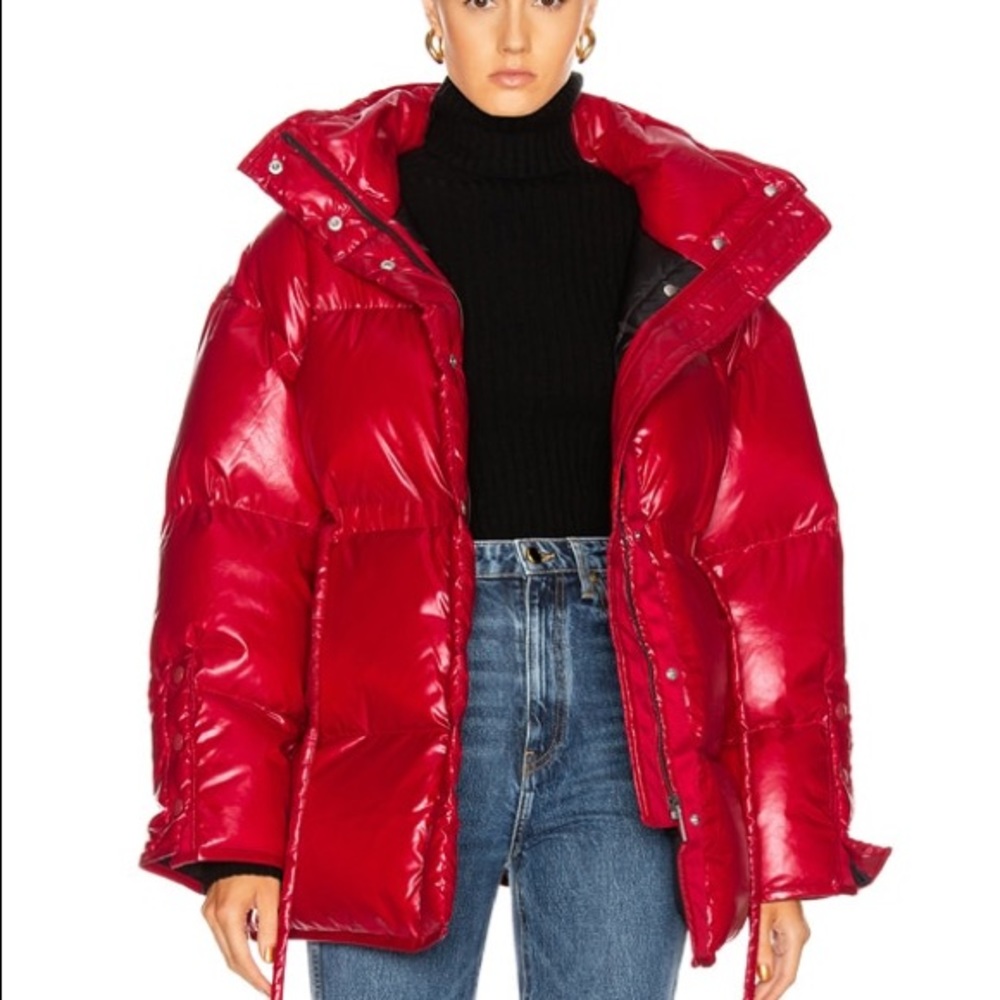 ACNE STUDIOS Tie Waist Puffer Jacket ~Red